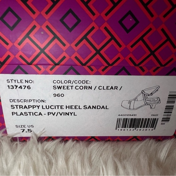 Tory Burch BLOCK T HEEL STRAPPY SANDAL Pale Yellow Size 7.5 (New in Box) $328 - Picture 10 of 11